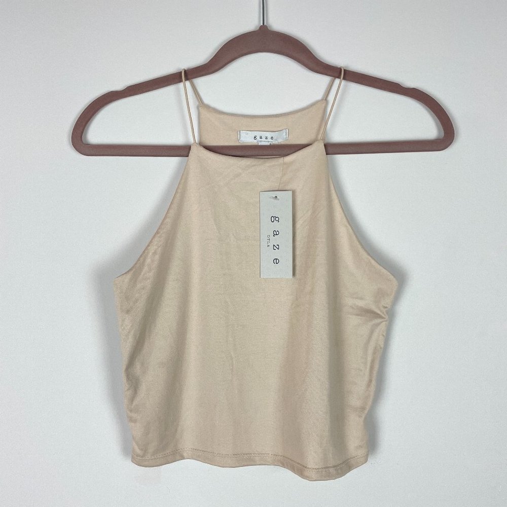 NWT Gaze | Beige Fitted Cropped Tank Top | Size Small